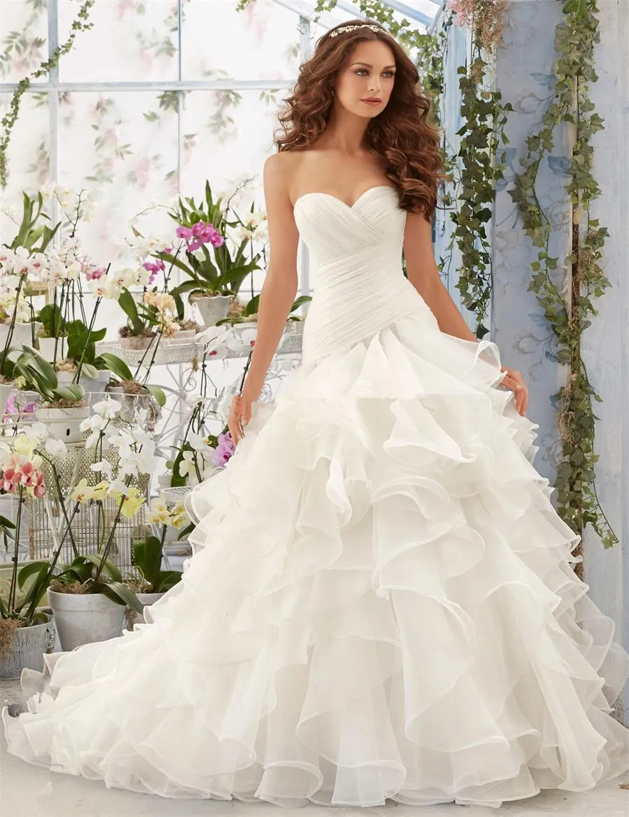 Vestido de noiva Плиссированные Свадебные платья с оборками Русалка vestidos de noivas принцесса Robe de Mariage