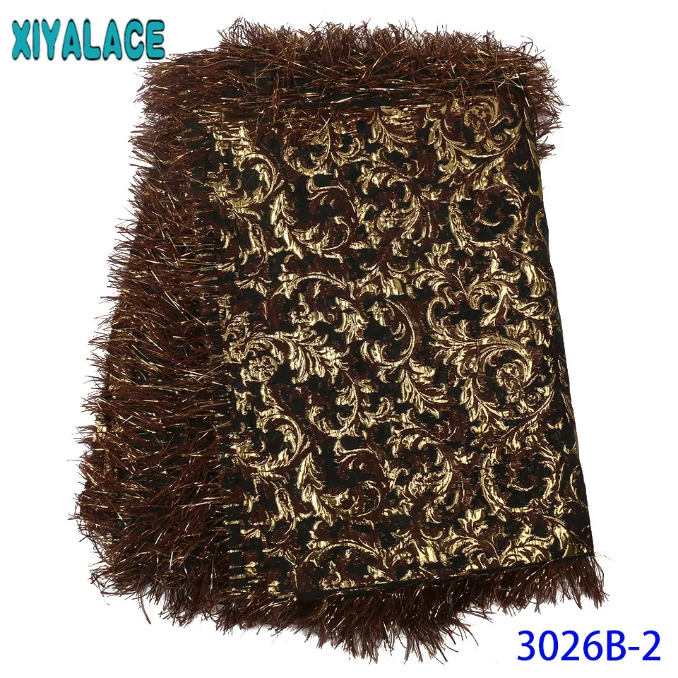 Gold Lace Fabric High Quality Tulle Laces Fabrics New Brocade with Feather for Asoebi Unique Dresses KS3026B | Аксессуары для