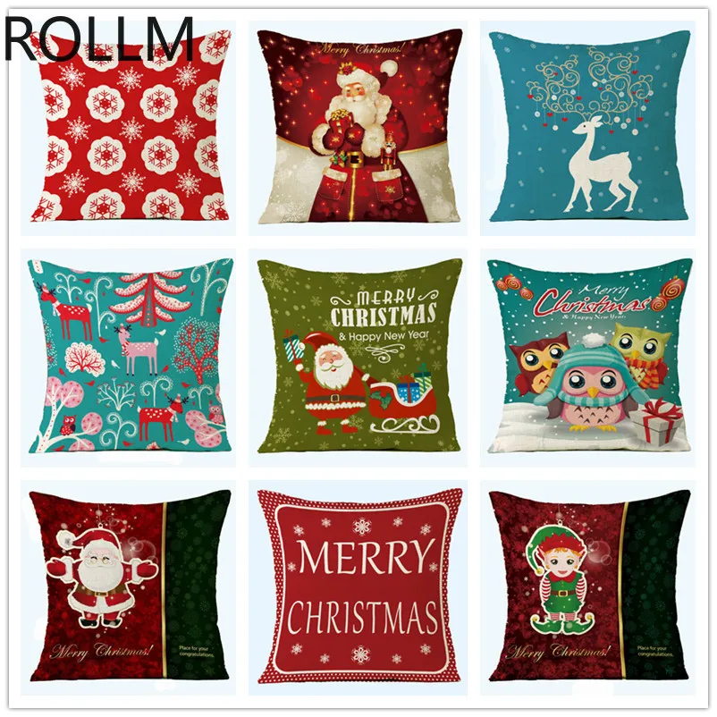

Christmas pillowcase Car sofa Christmas cushion Printed linen pillowcase Without core hot sale Christmas pillowcase