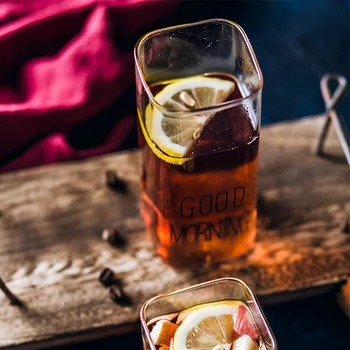 

Ins Style Printed Pattern Korean Glass Breakfast Cup High Temperature Resistant Ins Juice Cup Coffee Milk Cup Wine Glass