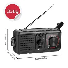 Солнечный Кривошип NOAA погода радио для аварийной ситуации с AM/FM фонарик лампа для чтения и 2000 мАч банк питания