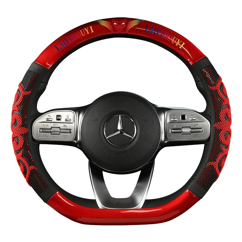 

Carbon Fiber non-slip leather automobile steering wheel cover is suitable for 37-38CM circular type D automobile steering wheel