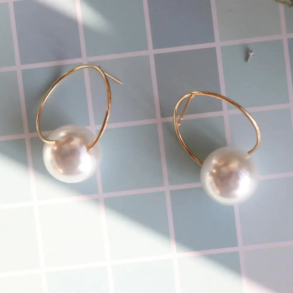 Fashion Simulated Pearl Drop Earrings For Women Cute Wild Circle Jewelry | Украшения и аксессуары
