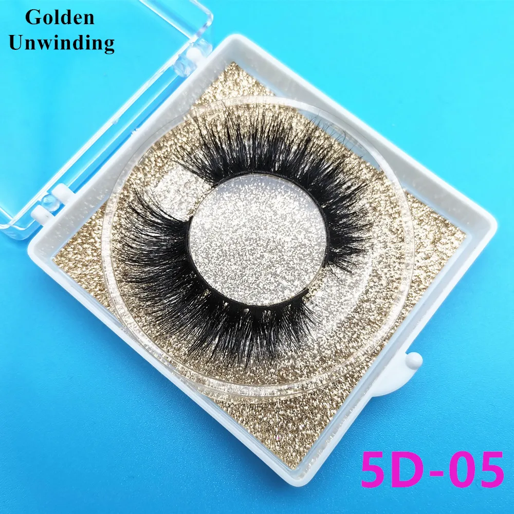 Golden Unwinding Lashes 5D-05 fluffy thick 3d mink false eyelashes unique lashes set with square box | Красота и здоровье