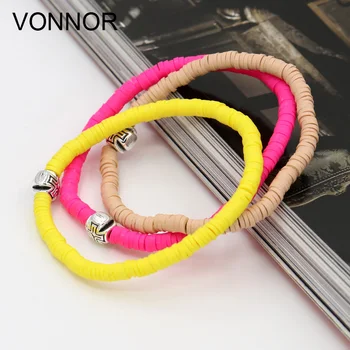 

3 PCS Women Bracelet Fashion Polymer Clay Disc Beads Charm Bracelets Jewelry Female Girl Gift Beach Party Holiday Jewelry
