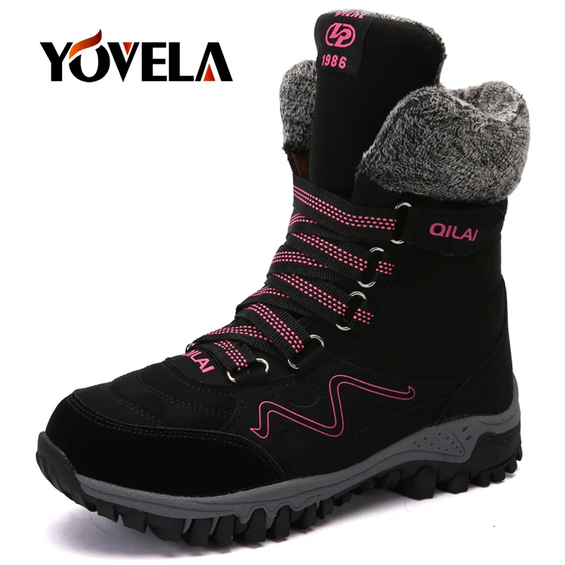 

2019 Brand Fashion Women Snow Boots Suede Leather Waterproof Winter Boots Women Warm Plush Lace-up Snow Boots Winter Fur Shoes