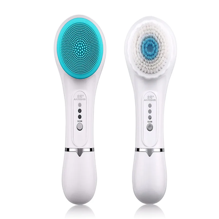 

Brand 2 in 1 Silicone Electric Facial Cleansing sonic vibration Brush Face Cleaners Scrubber Deeply Clean Skin Care Tool