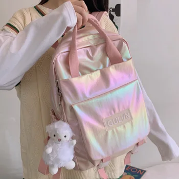 

DCIMOR New Brilliant color coated Oxford cloth Women Backpack Large capacity travel bag Schoolbag for teenage girls Book Mochila