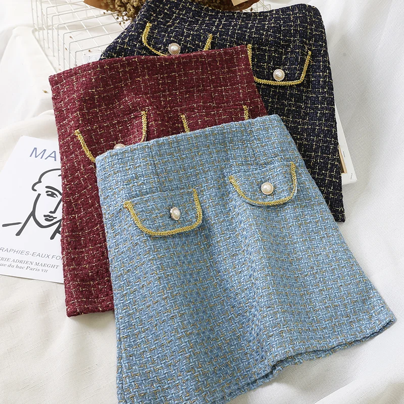 Young Gee Tweed мини юбка для женщин осень весна белые черные шикарные короткие с высокой талией офисные женские Рабочие юбки Faldas Mujer