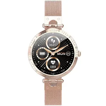 

Female Fashion Smart Watch AK22 1.09" Full Touch Screen Heart Rate Blood Health Tracker Girl Gift Swimming Smartwatch Waterproof