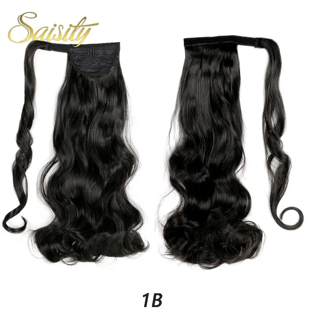 Synthetic Long Wavy Wrap Clip In Ponytail Hair Extension Wrap Around Ponytail Fake Hair Extensions 18Inches
