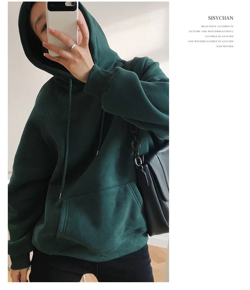 Mooirue зимние Утепленные красные толстовки флисовые свободные бойфренды зеленый утолщение Ulzzang толстовка с капюшоном топы