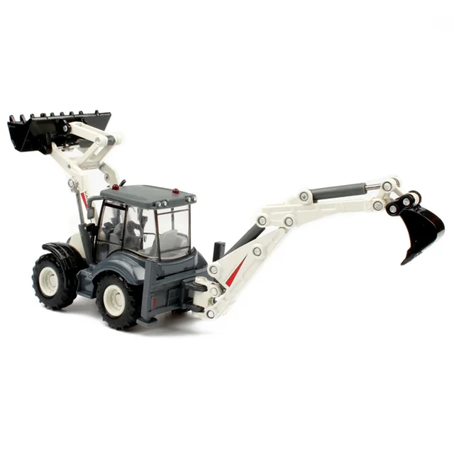 Alloy Diecast Excavator 1:50 4 Wheel Shovel Loader Two-Way Forklift Bulldozer Back Hoe Loader Truck Model For Kids Gift Toys 3
