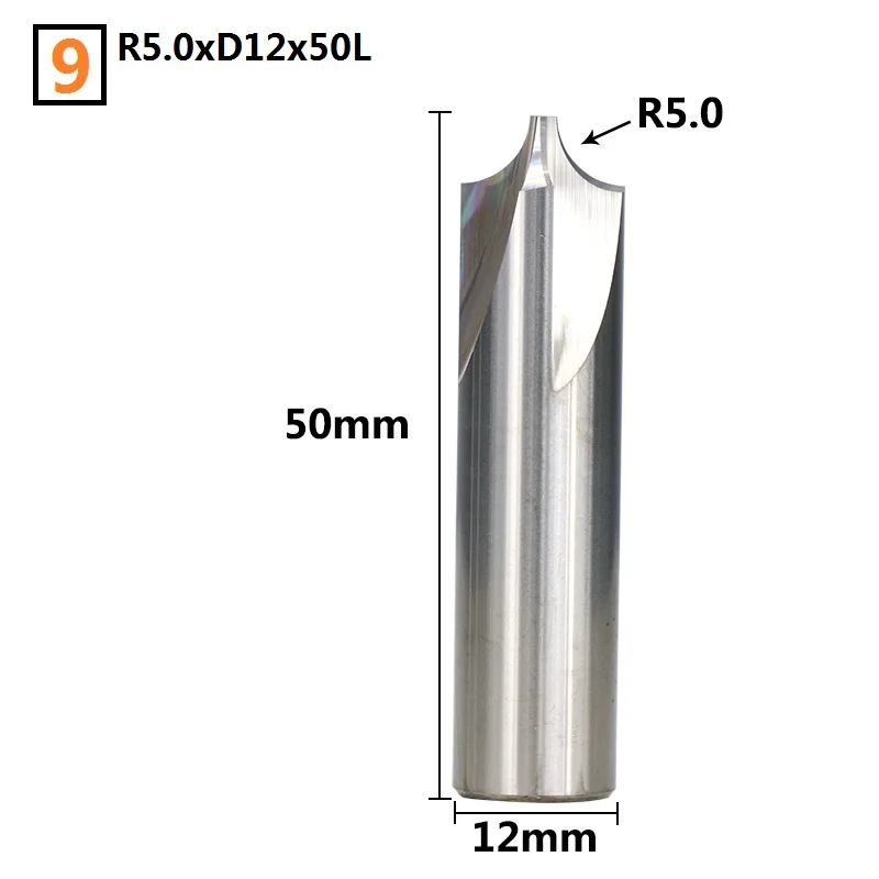 R5xD12x50L 1 шт. R0.5-R5.0 угловая заземляющая Концевая мельница ЧПУ зенкер Концевая мельница твердосплавное торцевое фрезерование резак - Длина режущей кромки: R5xD12x50L