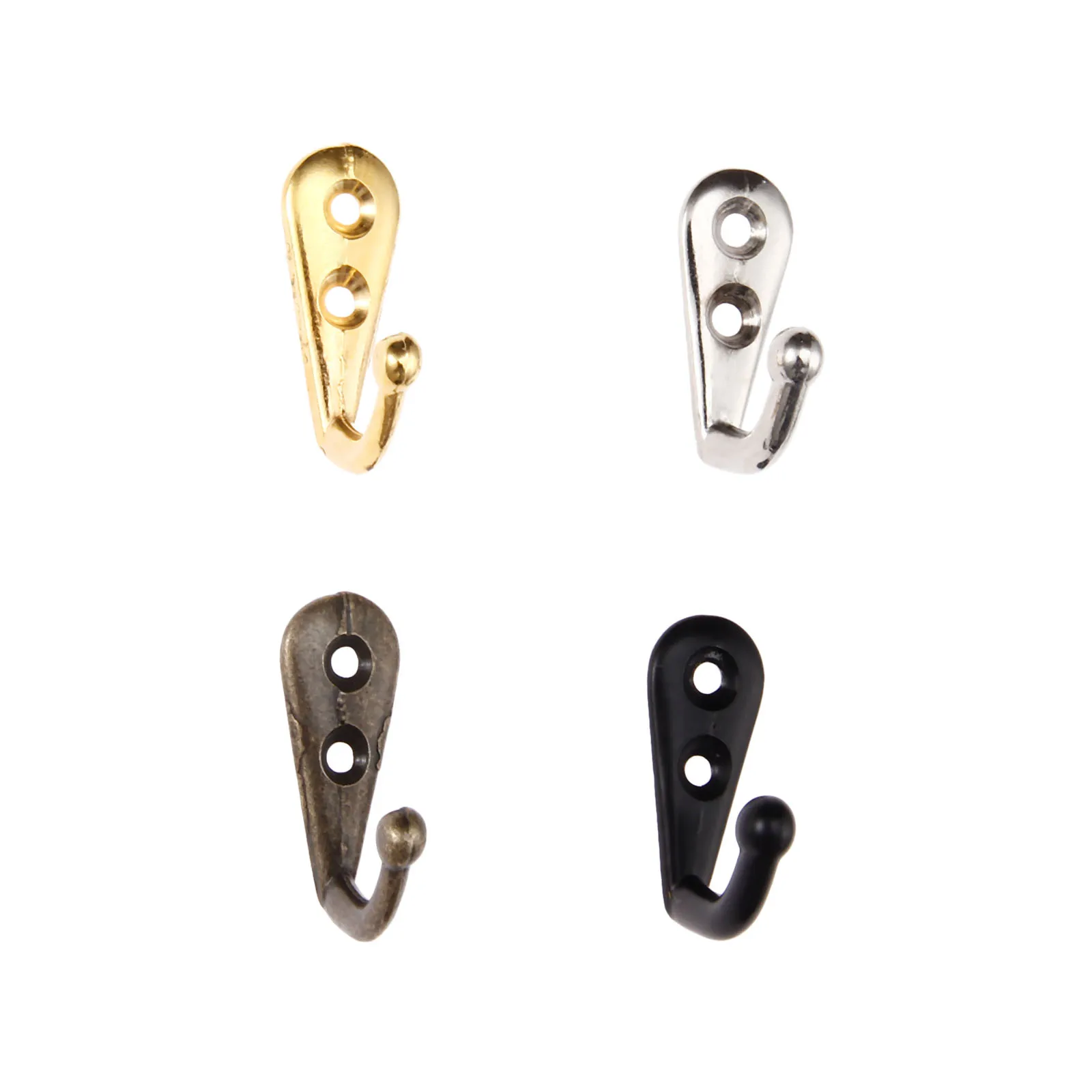 5sets Hooks Wall Mounted Hanger w/screws Black/Gold/Silver/Antique bronze Coat/Key/Bag/Towel/Hat Holder Decor Bathroom Kitchen 3
