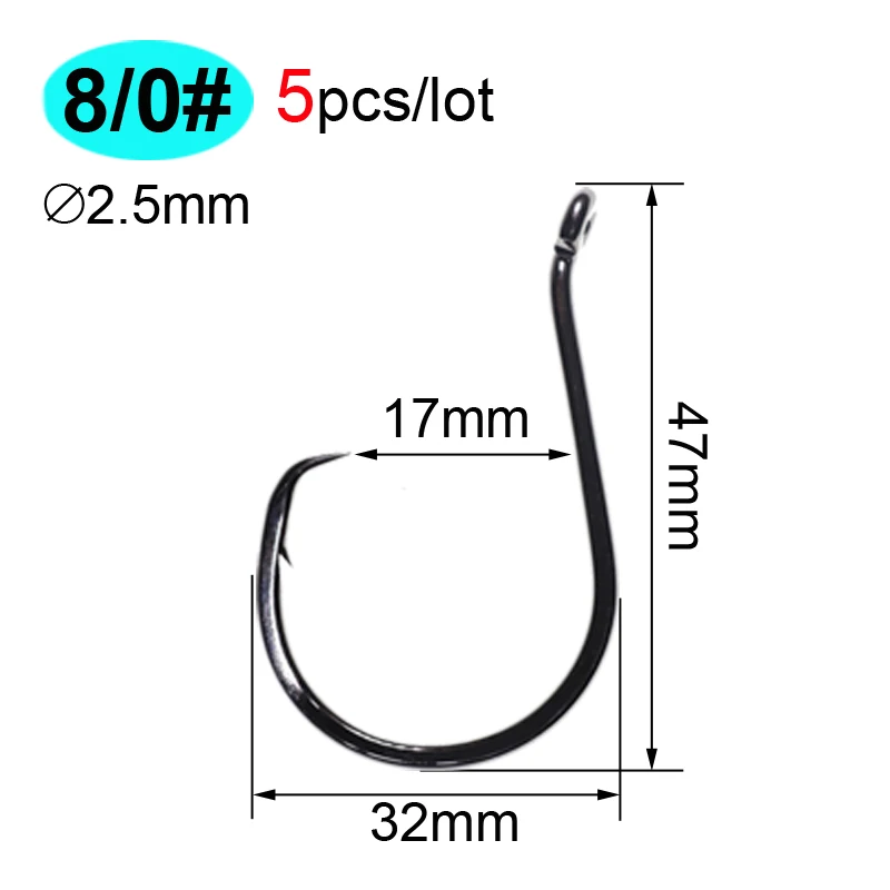 5pcs 8I0 ICERIO 5 шт. рыболовный крючок с заусенцем Осьминог Catfish Snapper круг соленой воды крюк высокоуглеродистой стали Офсетные Крючки 1#~ 9/0# рыболовные снасти - Цвет: 5pcs 8I0