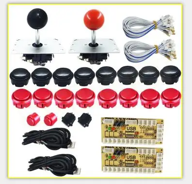 Red and Black kit Нулевой датчик с переходником аркадная кнопка и джойстик контроллер комплект diy части для rapsberry PI и PC - Цвет: Red and Black kit
