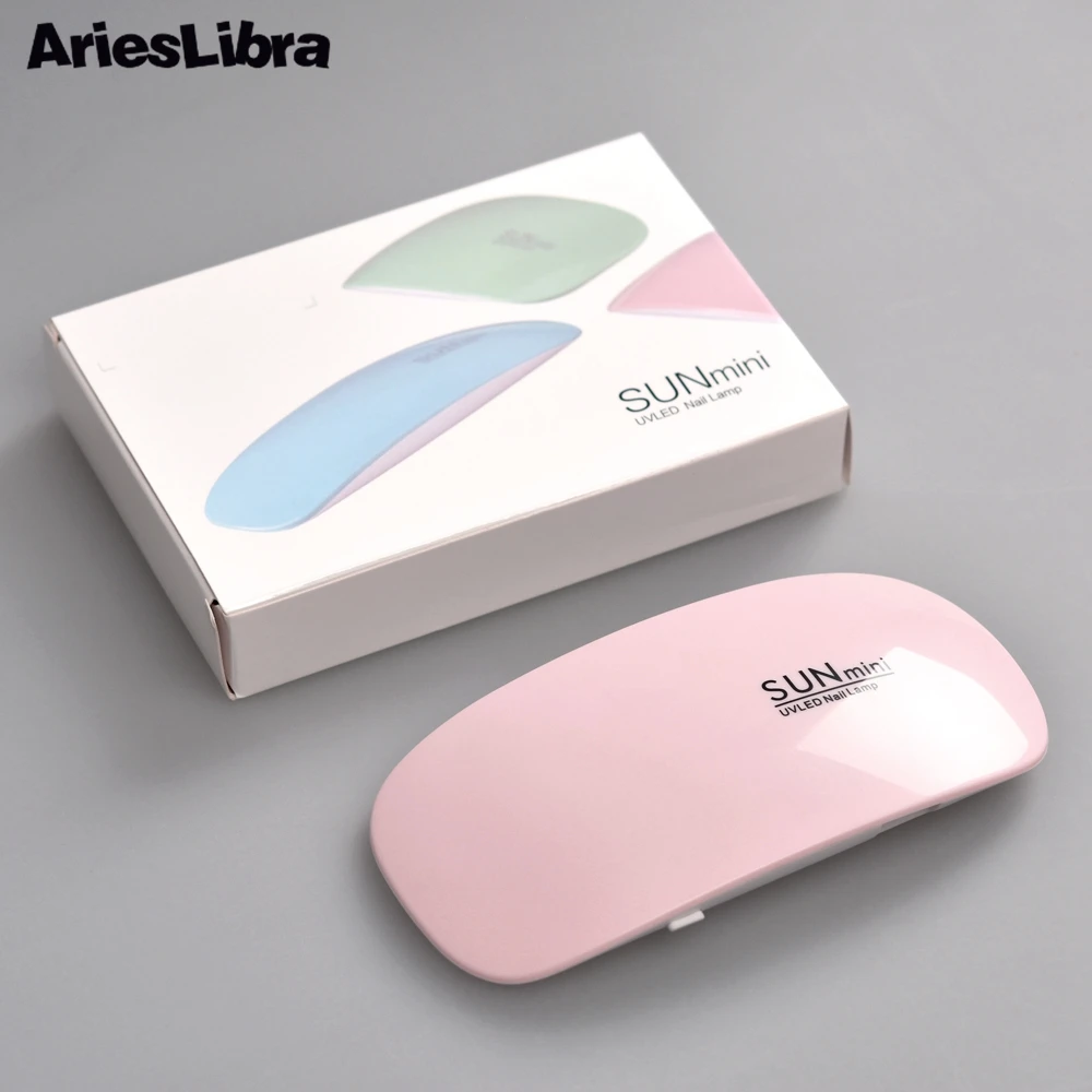 AriesLibra 6 Вт Розовый Светодиодный УФ-лампа для Гель-лак для нейл-арта лампы для ногтей сушилка 45s 60 УФ светодиодная лампа для сушки ногтей с светодиодный 6 светодиодный s лампа