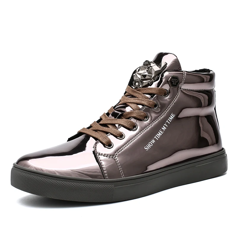 Кожаная обувь, мужские кроссовки размера плюс 47, Мужская обувь в стиле хип-хоп, кроссовки, мужская повседневная обувь, tenis masculino adulto AODLEE - Цвет: Серебристый