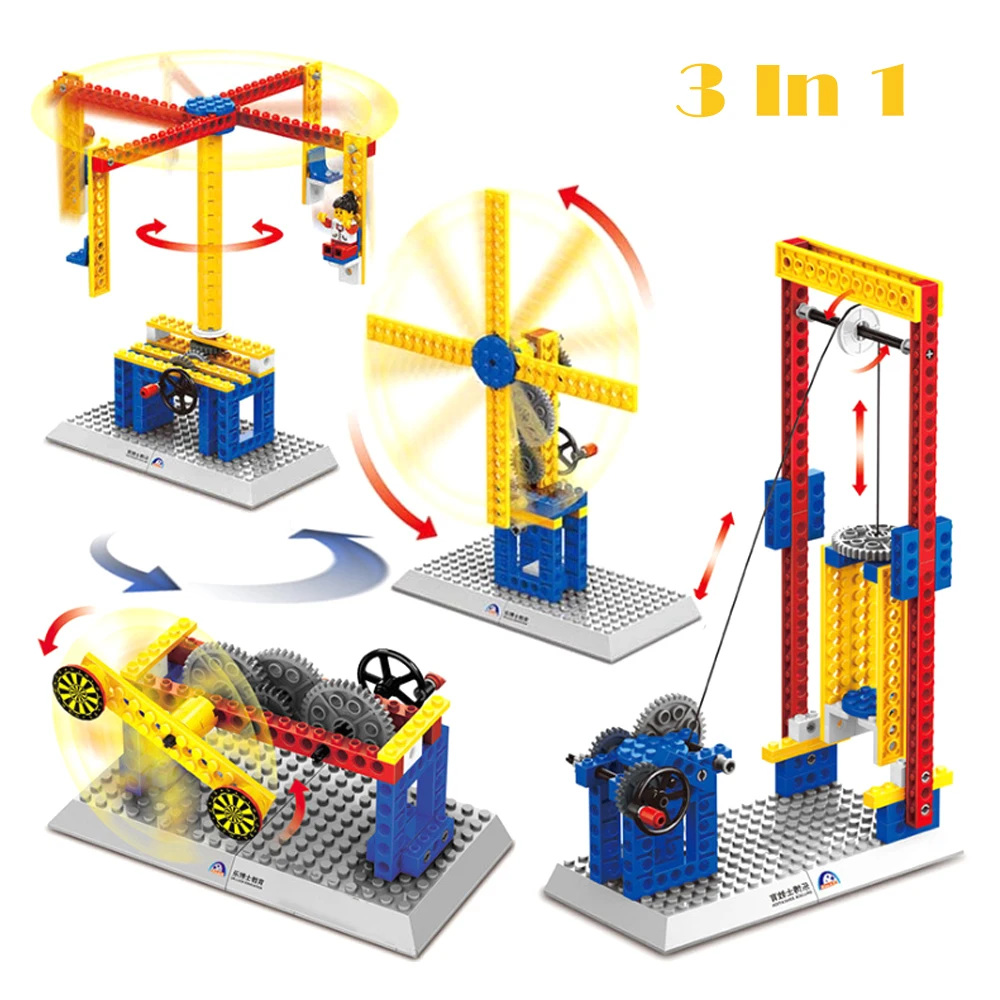 

3 IN 1 Creative Engineering Building Blocks For Children 6Years Science And Technic Gear Set Small Bricks Construction DIY Gift