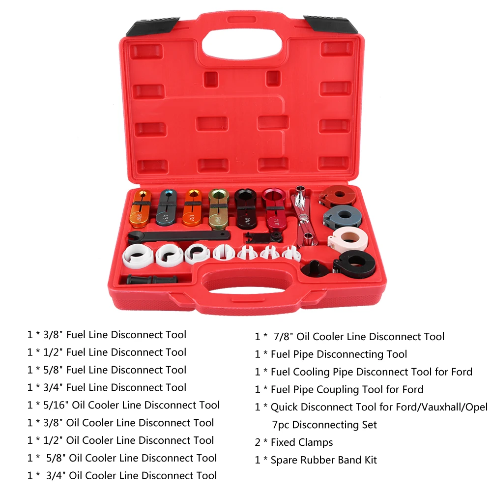Transmission Line Disconnect Kit Fuel Transmission Line Disconnect Tools Automotive A/C Tools Set 3/8 1/2 5/8 3/4 Color coded quick disconnect 5/16 3/8 1/2 5/8 3/4 7/8 