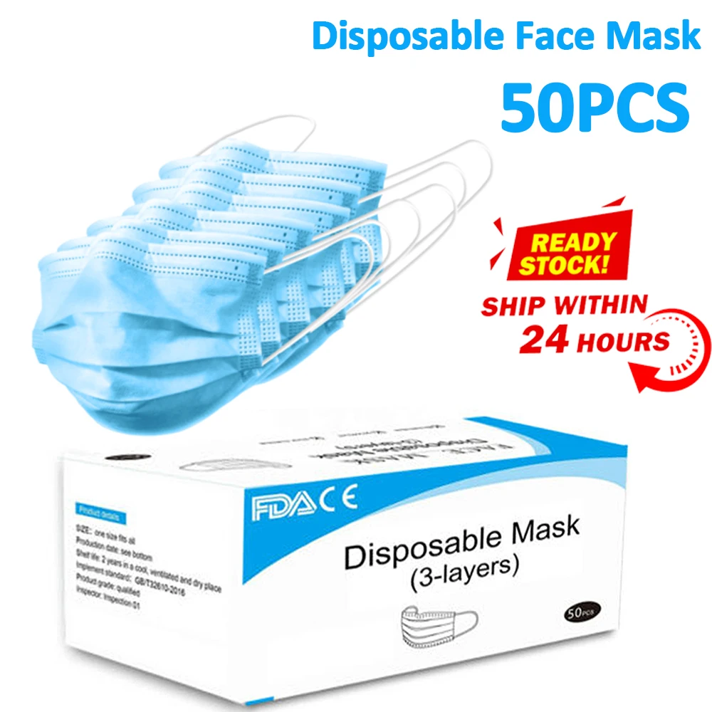 

200pcs Face Mask Medical Masks 50pcs Nonwove Disposable Surgical Medical Earloop Masks Anti-Dust Anti Influenza Breathing Safety