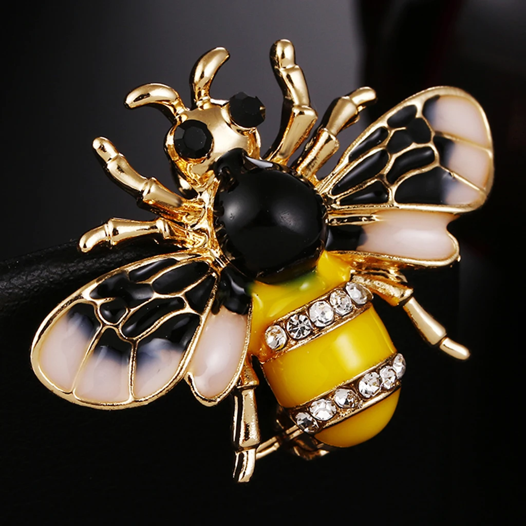 Women Ladies Vintage Chic Enamel Rhinestone Bumble Bee Brooch Pin Costume Badge Jewellery Gift