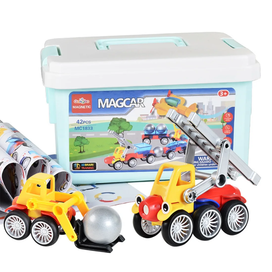 

42Pcs Children Educational Vehicle Building Sets Magnetic Building Blocks DIY Magnet Construction Toys Educational Toy For Kid