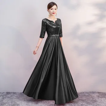 

Floor-Length Wedding Party Women Dress Elegant Banquet Long Qipao Female Slim Prom Cheongsam Sequined Gowns Vestido XS-XXXL
