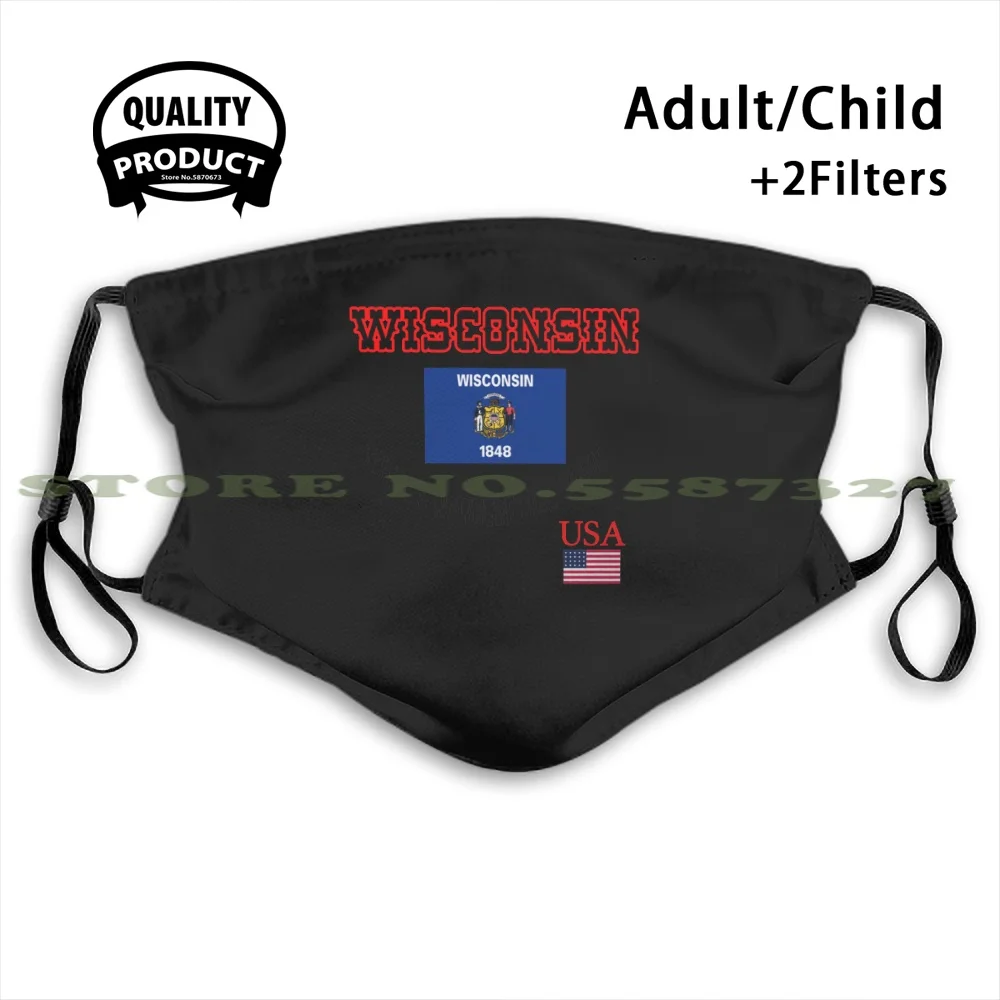 Wisconsin There'S Nowhere Like Home Usa Flag Favorite State Workout Gift Ideas T Shirts Face Mask With Filter Theres | Аксессуары
