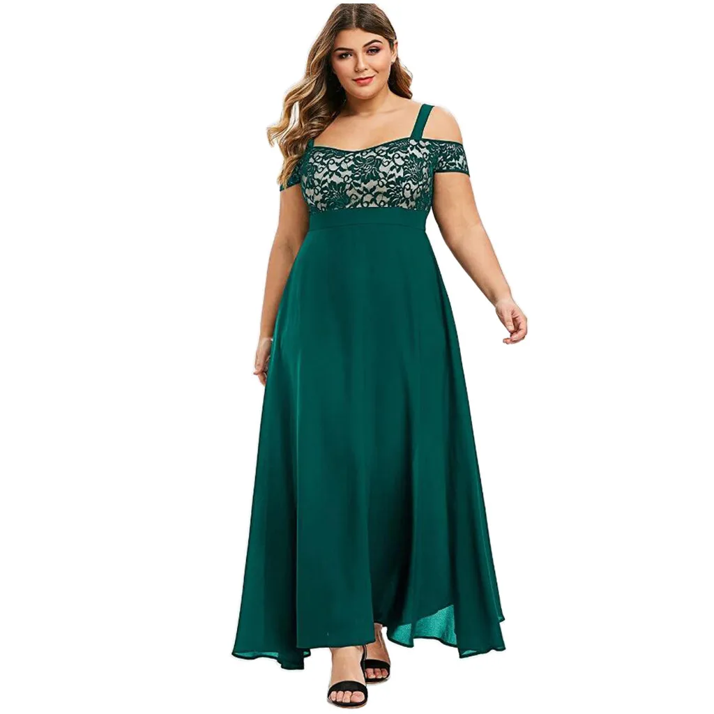 Vestidos de talla grande para mujer, vestido de fiesta noche de encaje de malla elegante, sin informal, talla grande, verano 2021 _ - AliExpress Mobile