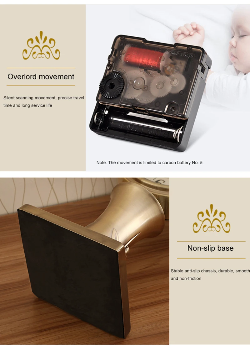 1Pcs European Luxury Table Clock Bedroom Living Room Home Fashion Atmospheric Desktop Clock Home Decorations Timing Tool