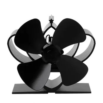 

Heat Self-Powered Fireplace Stove Top Fan Quiet 4 Blades Aluminum Efficiently Warm Large Room Wood Log Burner Eco Friendly