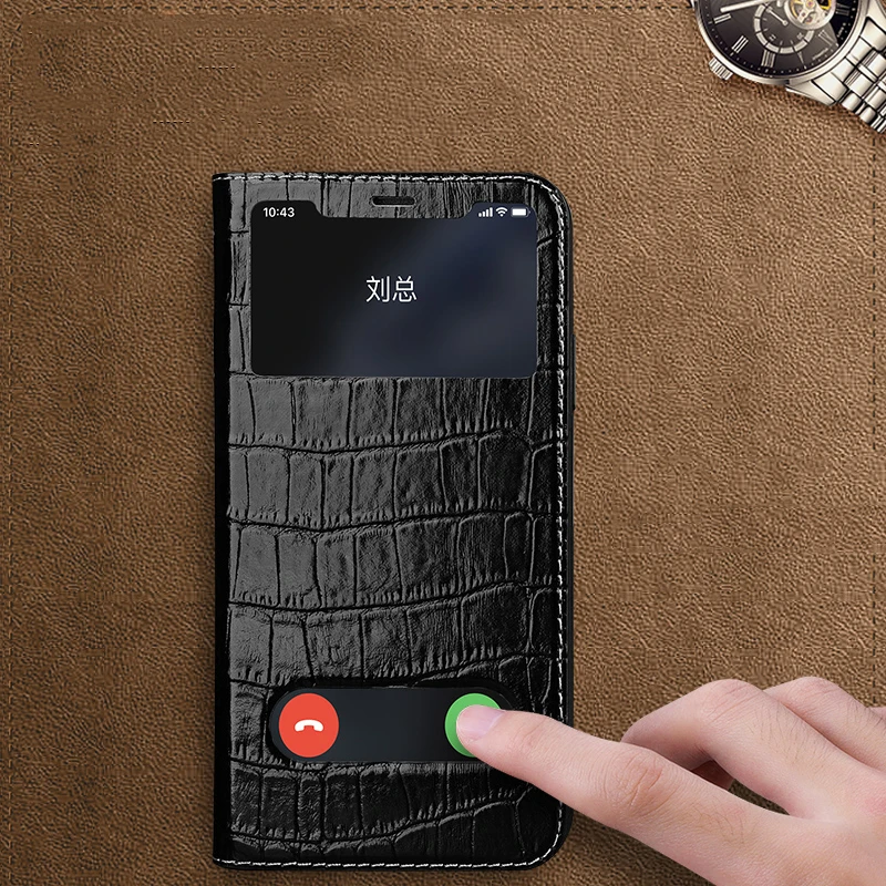 Роскошный флип-чехол с окошком для экрана для Apple iPhone 11 Pro Max, чехол из натуральной кожи для iPhone 11/Pro/Max, защитный чехол