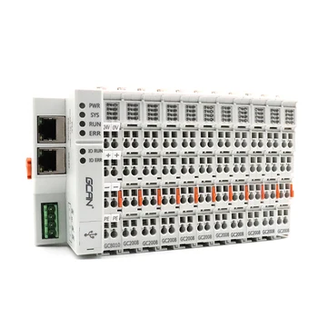 PLC connected with I/O modules has high speed CPU and 3 interface: CAN/CANopen, Ethernet/Modbus TCP, RS232/485/Modbus RTU. gsm iot modbus rtu slave