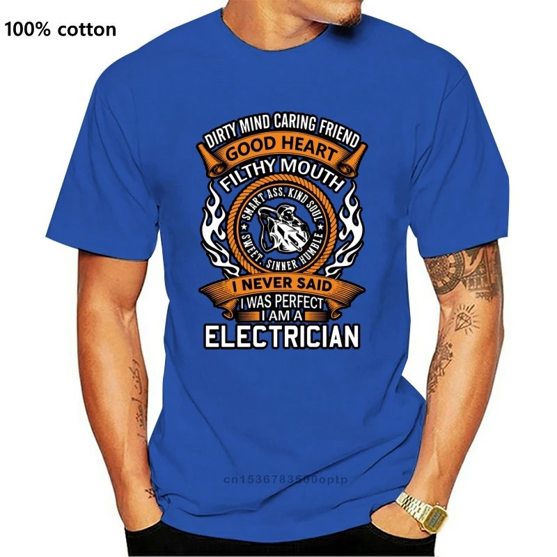 Новинка Мужская футболка I Am An Electrician забавные хлопковые футболки с коротким