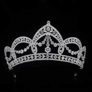 

Luxury European Cubic Zirconia Royal Queen Wedding Bridal Tiaras and Crowns CZ Pageant Hair Jewelry Zircon Party Prom Headpieces