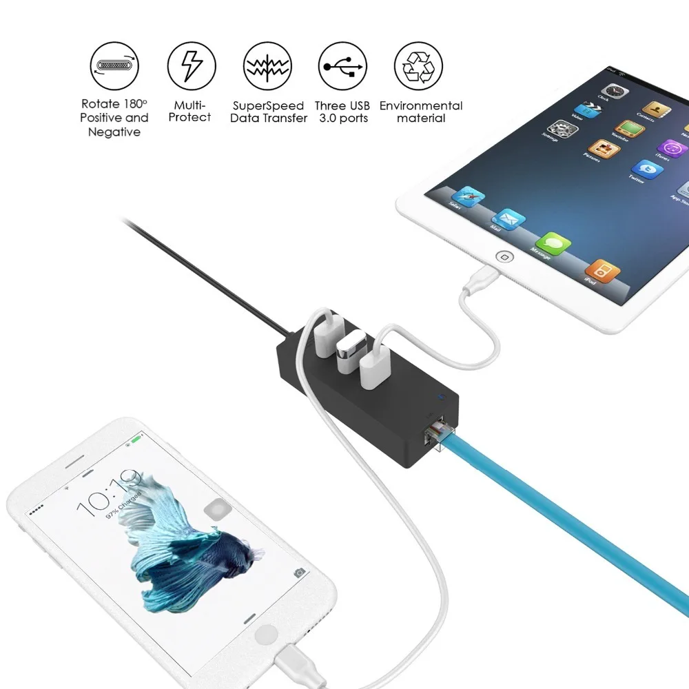 ICZI USB C концентратор 3* USB 3,0 порты с 1000 м RJ45 адаптер для Macbook Pro samsung S10 9 8 ПК Аксессуары для ноутбуков