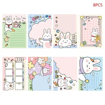 

8pcs Kawaii Memo Pad Cartoon Bunny N Times Sticky Notes Notebook To Do List School Supplies Stationary