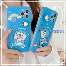 Doraemon – coque de téléphone portable rotative, dessin animé mignon, amour, pour iPhone 12mini/12promax/11pro/11/8P/X/XS/XR/se/xsmax/7/8/se/Couple couverture