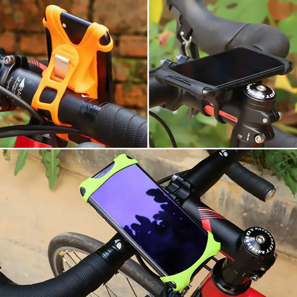 Силиконовый держатель для велосипеда, мотоцикла, мобильного телефона, крепление на руль велосипеда, кронштейн, подставка с пряжкой, не скользит для 4-6,3 мобильных телефонов, gps