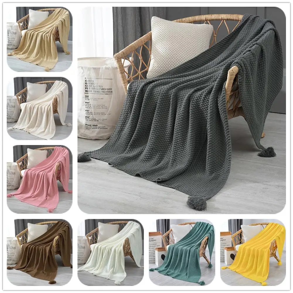 

American Pastoral Style Knitted Blanket Sofa Throw Blanket Fine Wearable Blanket Cover