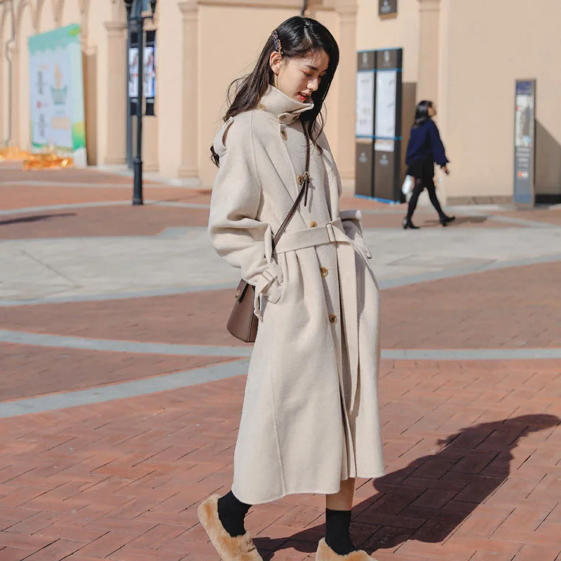 

Woolen Overcoat Women's Mid-length 2019 Autumn And Winter Korean-style Loose-Fit over-the-Knee Hepburn Online Celebrity Elegant