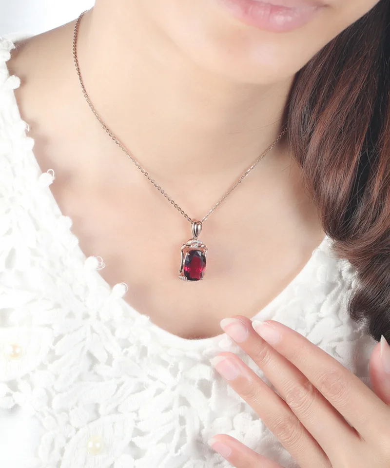 Pendant Necklace 14K Rose Gold Gemstone Natural Red Ruby Pendant 45cm Necklace Jewelry 1cm