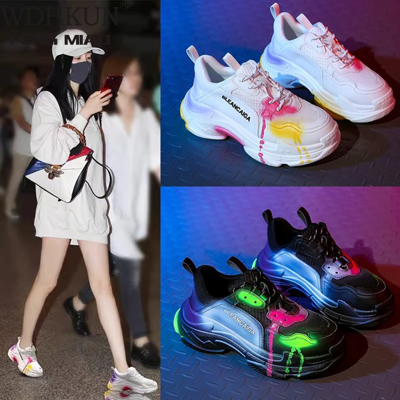 

Women Sneakers 2020 Fashion Casual Shoes Woman Comfortable Breathable White Flats Female Platform Chaussure Femme Reflective