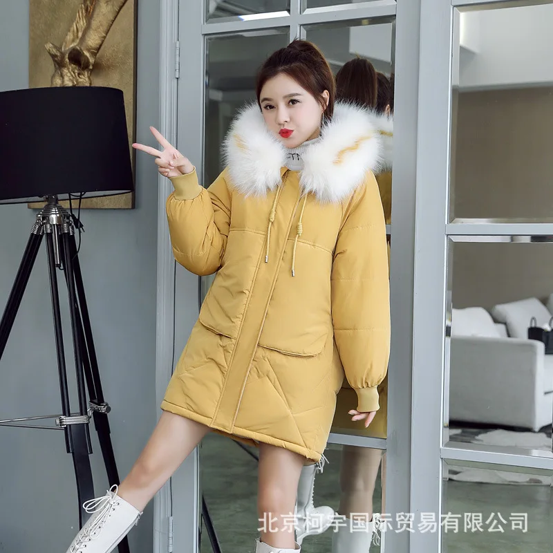 Winter New Style down Jacket Cotton-padded Clothes Mid-length down Coat Women's Loose-Fit Versatile Casual Coat Women's Hoo