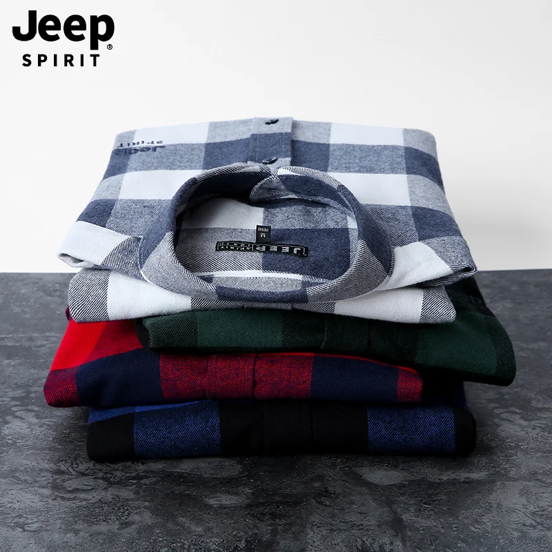 JEEP SPIRIT оригинальная Осенняя рубашка мужские повседневные, из чистого хлопка клетчатая рубашка для мужчин большой размер M-4XL рубашка с длинными рукавами Мужская