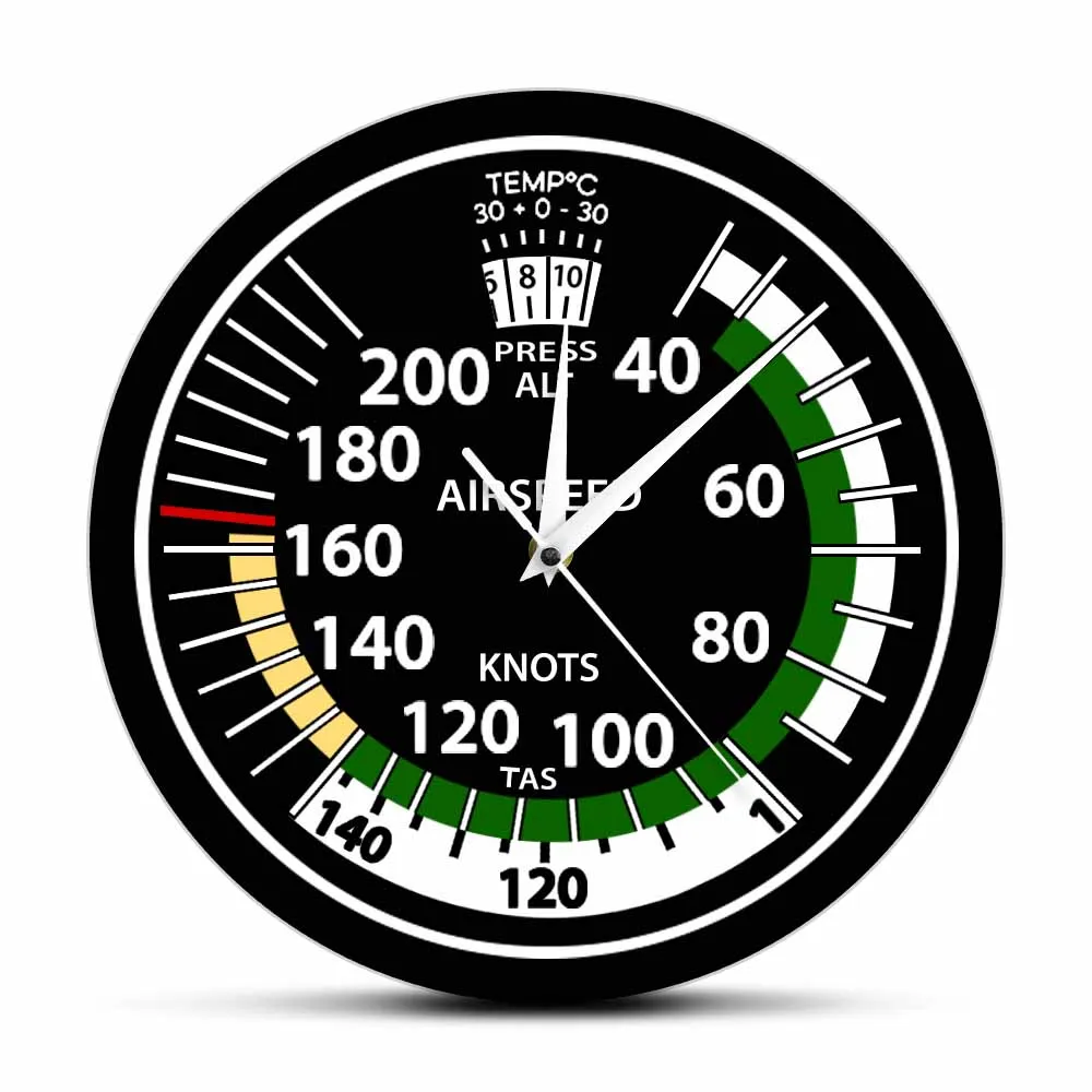

Airplane Instrument Wall Clock Airspeed Indicator Home Décor Silent Swept Clock Aviator Mancave Artwork Timepieces Pilot Gifts