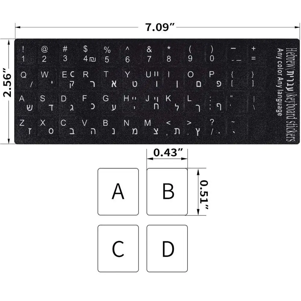 Keyboard Stickers Matte Anti-Glare Multi-language Black Background