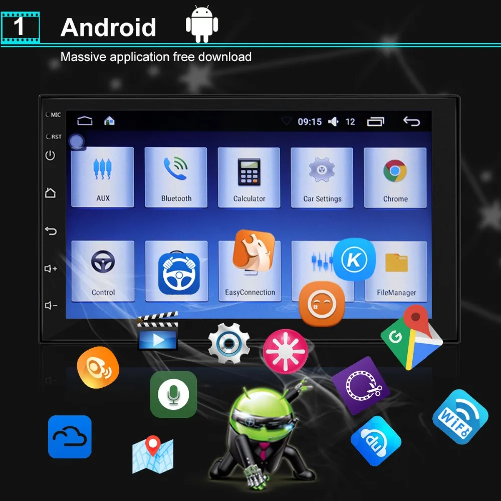 FHD " Android автомобильный Радио Стерео gps навигация Bluetooth USB SD 2 Din сенсорный автомобильный мультимедийный плеер аудио плеер автомобильное радио Wi-Fi